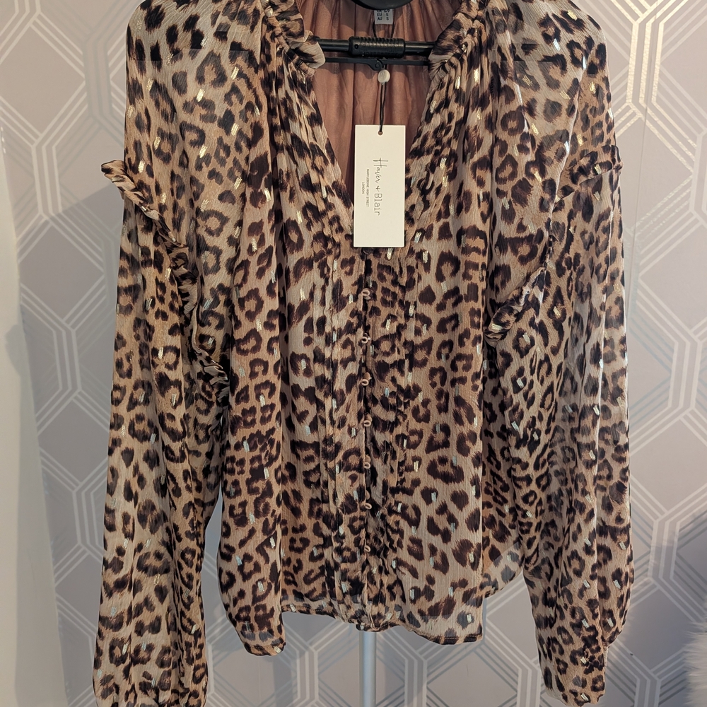 & Other Stories Animal Print Ruffle Blouse